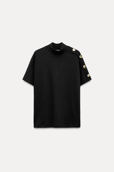 SOFT BUTTON TOP - Black by Zara