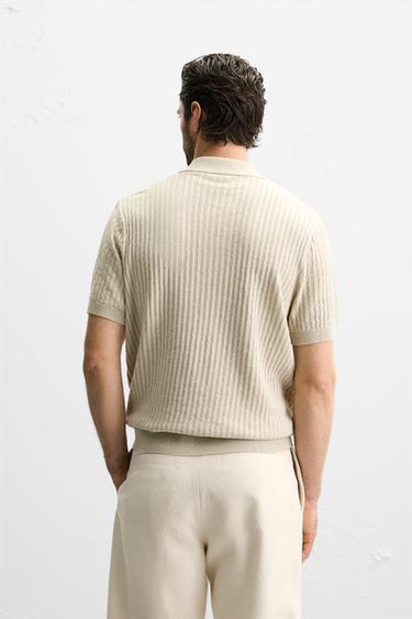 RIB KNIT POLO SHIRT - Light beige by Zara - Image 2
