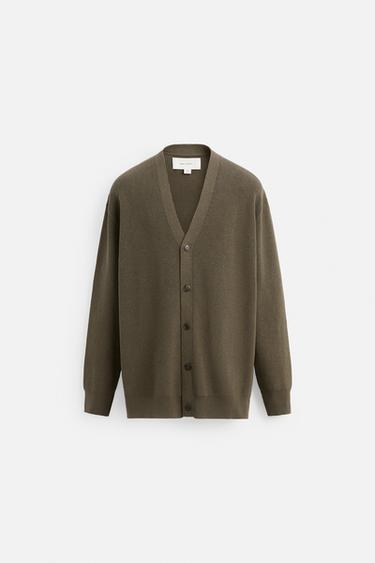 BAUMWOLLMISCH-STRICKJACKE - Braun / Grün von Zara - Bild 0