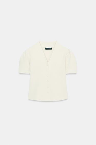 TEXTURED KNIT CARDIGAN - Ecru by Zara