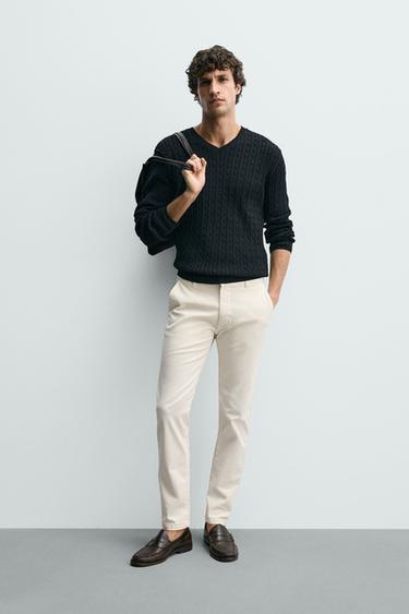 Zara SKINNY CHINO PANTS - Ecru - Image 0