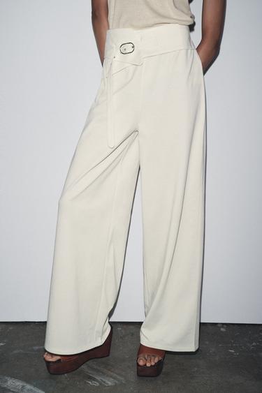 BELTED TROUSERS - Ecru by Zara - Image 1
