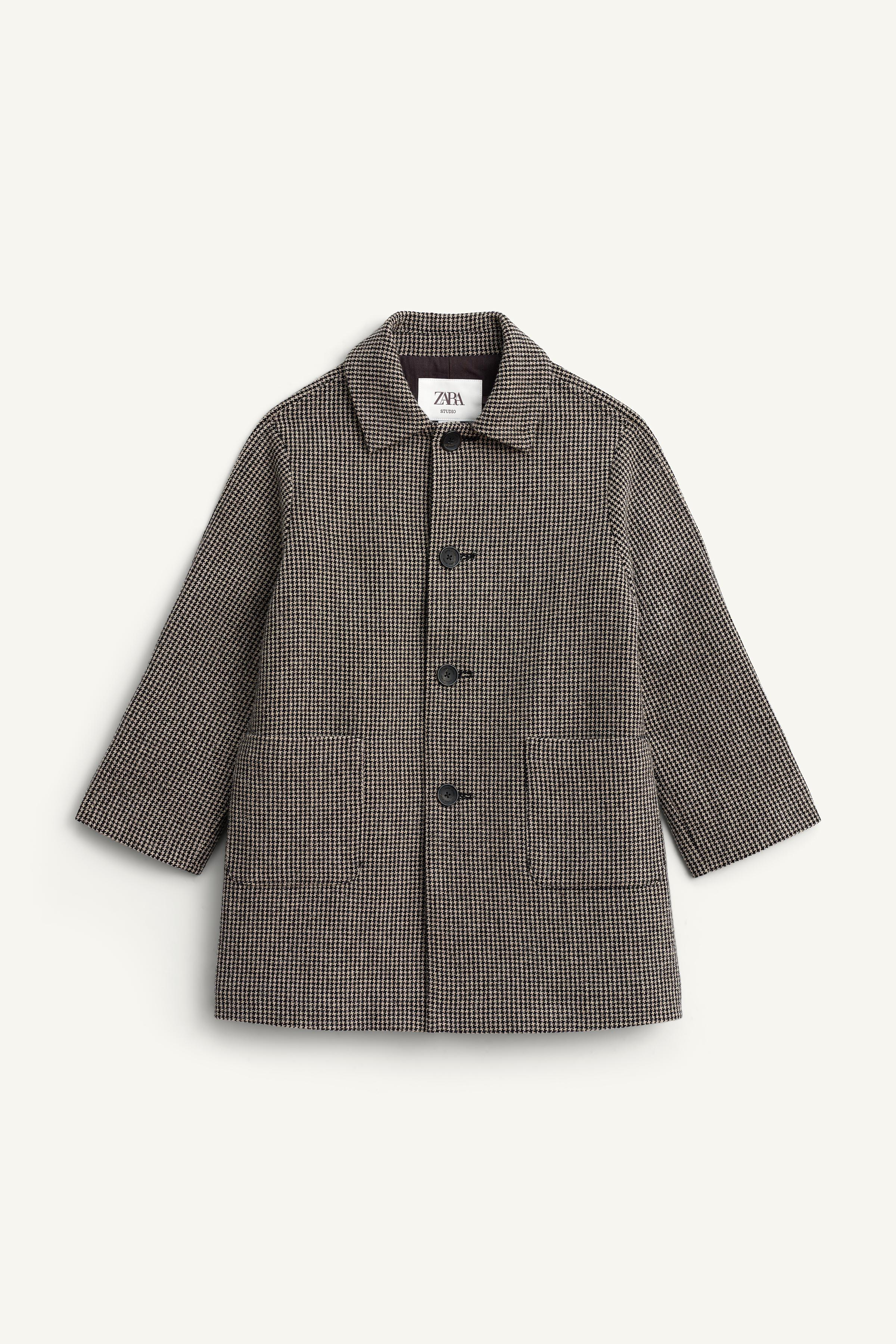 MANTEAU PIED-DE-POULE AVEC LAINE ÉDITION LIMITÉE Écru Noir