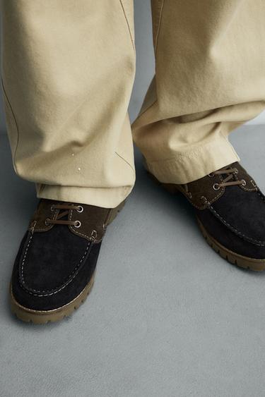 CONTRAST LEATHER DECK SHOES - Multicoloured by Zara