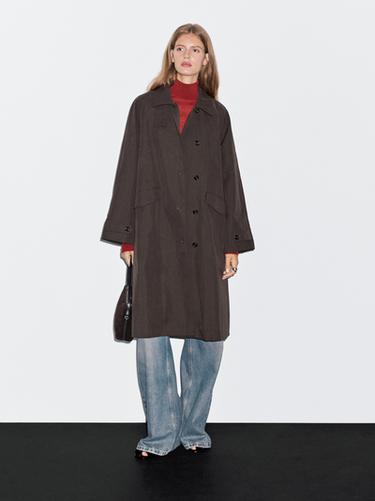 Zara Cotton blend trench coat with corduroy detail - white - Image 0