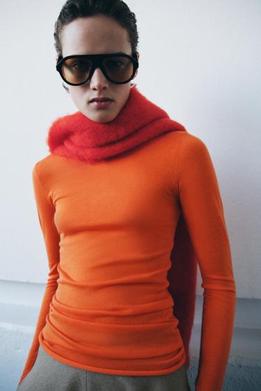 FINE KNIT WOOL BLEND JUMPER - Orange by Zara