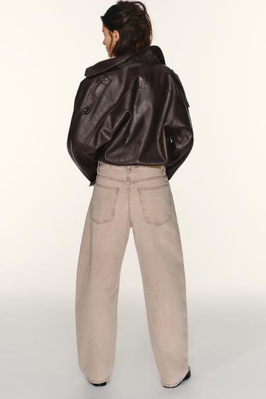 TRF MID-WAIST BAGGY BALLOON JEANS - Faded pink by Zara