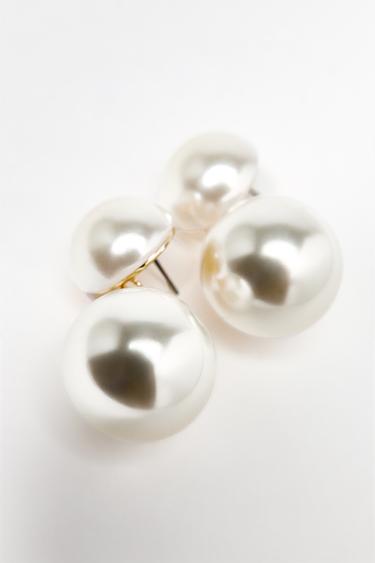 DOUBLE FAUX PEARL EARRINGS -  by Zara