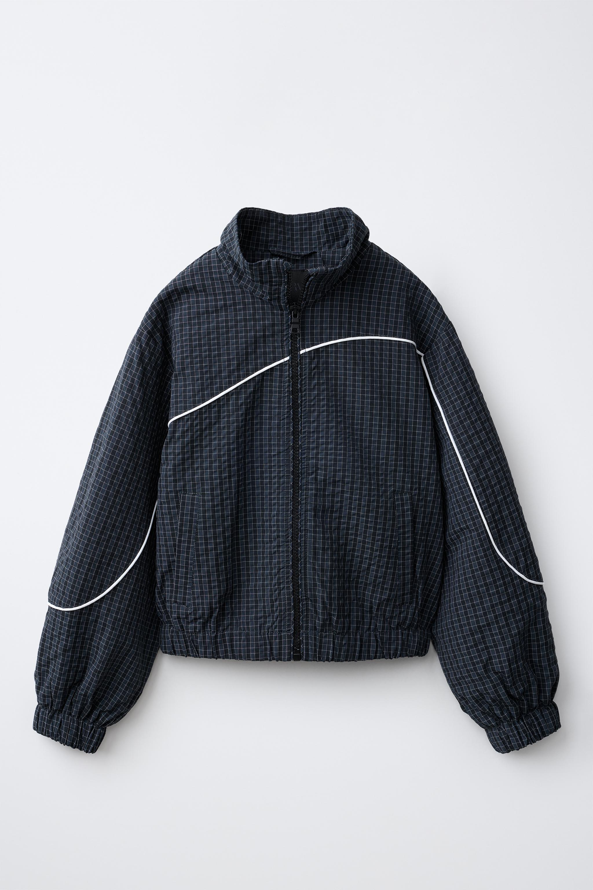 チェック柄＆コントラストパイピングジャケット - ブルー | ZARA Japan