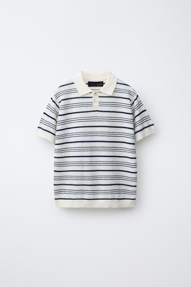 STRIPED COTTON LINEN POLO SHIRT - Stripes by Zara