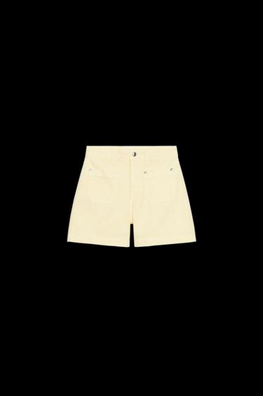 SHORTS Z1975 HOHER BUND AUFGESETZTE TASCHEN - Pastellgelb von Zara