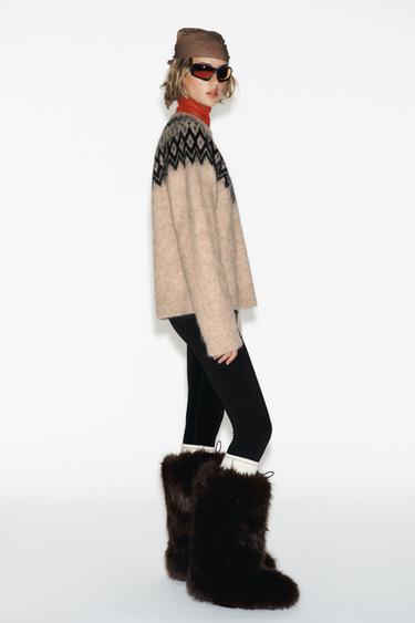 JUMPER WITH ALPACA JACQUARD SKI COLLECTION - Ecru by Zara - Image 2