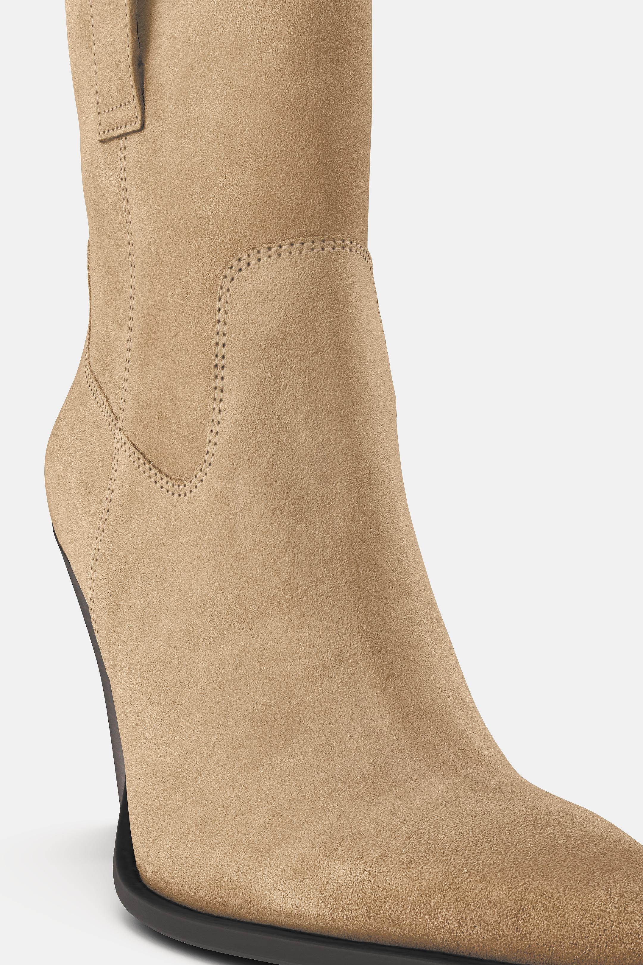 LEATHER HEEL ANKLE BOOTS - Sand Brown by Zara