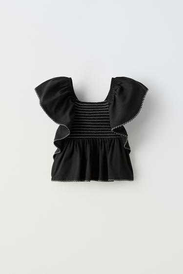 CAMISETA VOLANTES - Negro de Zara