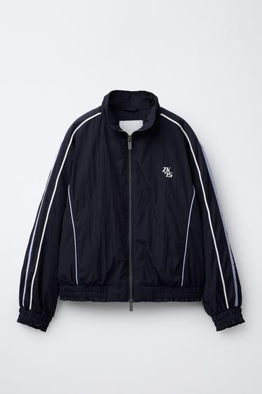 Zara 格紋飾帶絎縫夾克 - 海藍色 - 圖片 0
