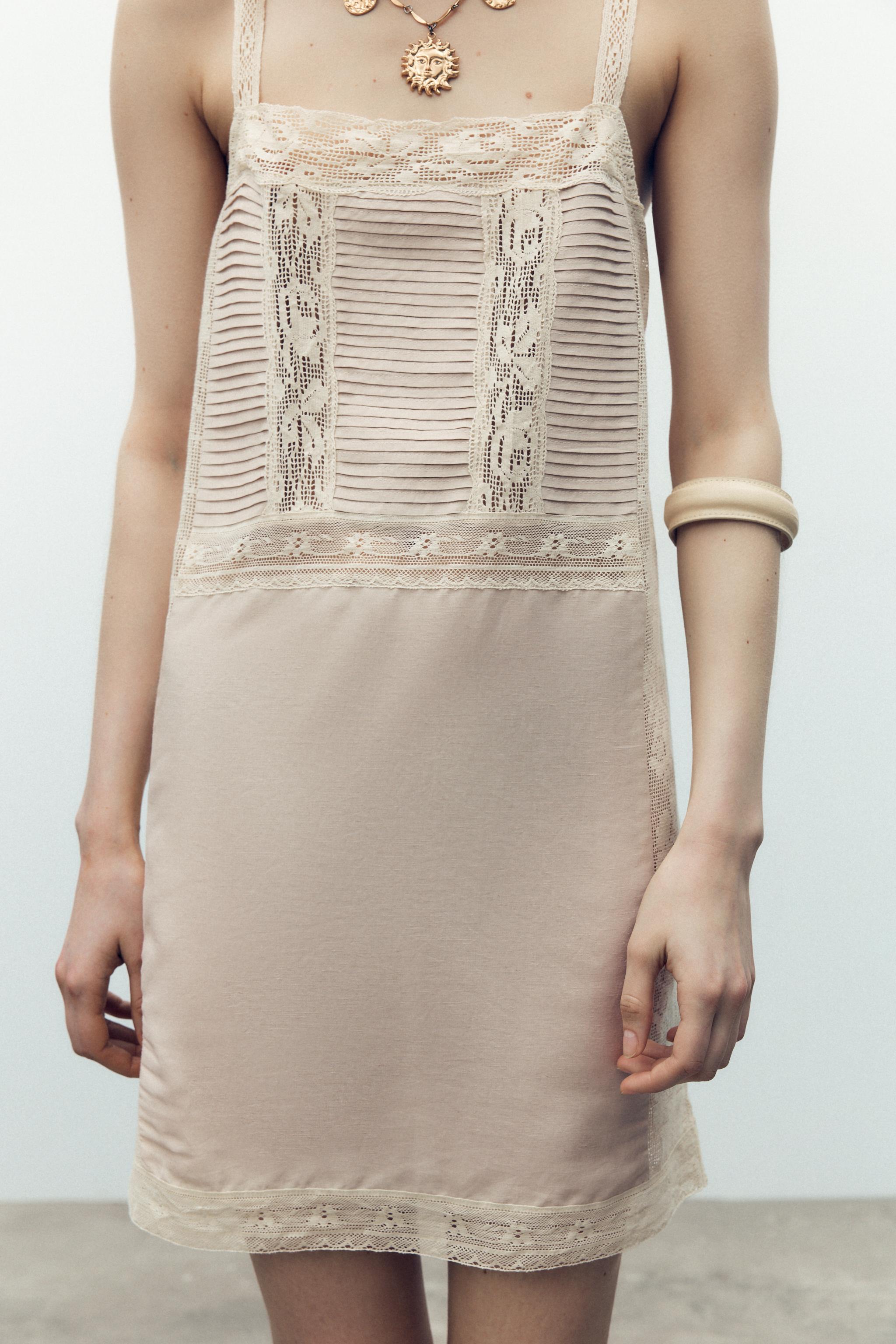 Zara + Knit Dress With Lace Trim