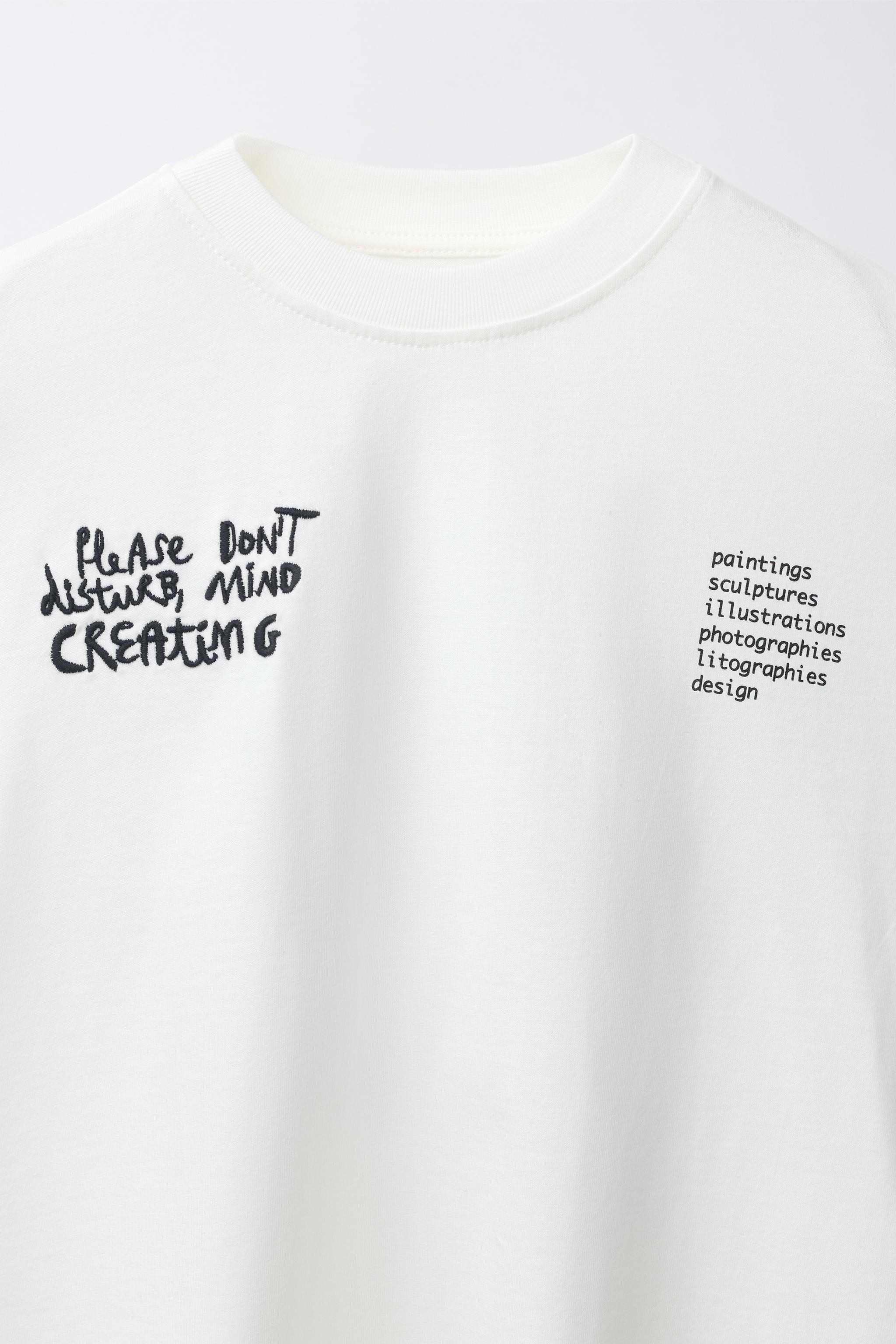 Детские футболки Zara TEXT PRINTED T-SHIRT — фото 4