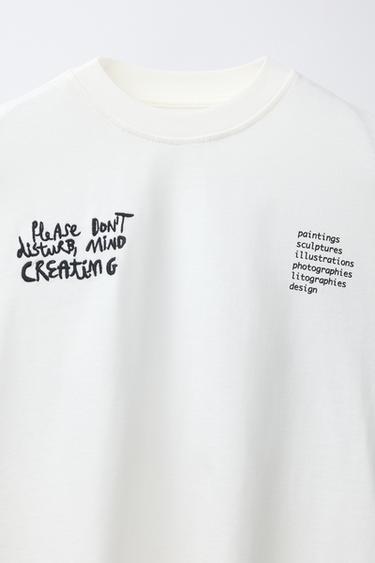 PRINTED SLOGAN T-SHIRT - Oyster-white by Zara - Image 2