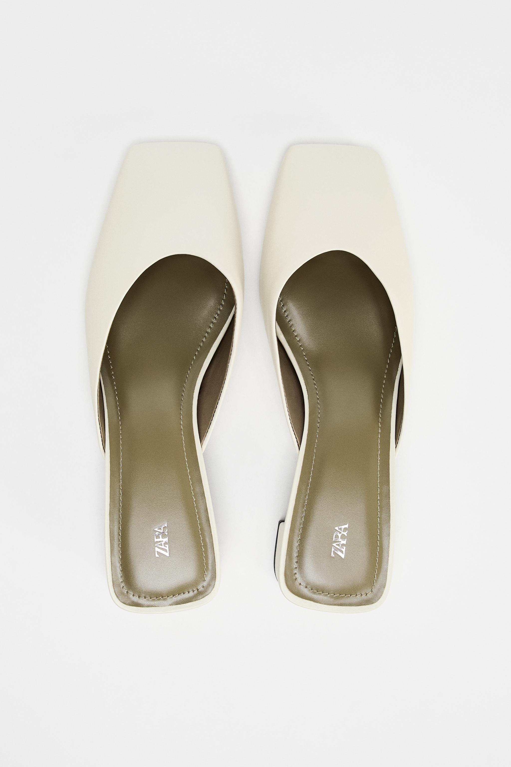 ZARA レザー ハイヒールミュール 1210/510 LEATHER HEELED MULES 50TH ANNIVERSARY - White | ZARA United