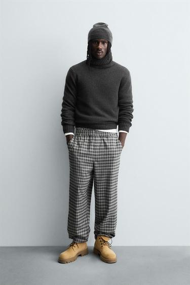 RELAXED FIT TEXTURED TROUSERS - charcoal grey by Zara