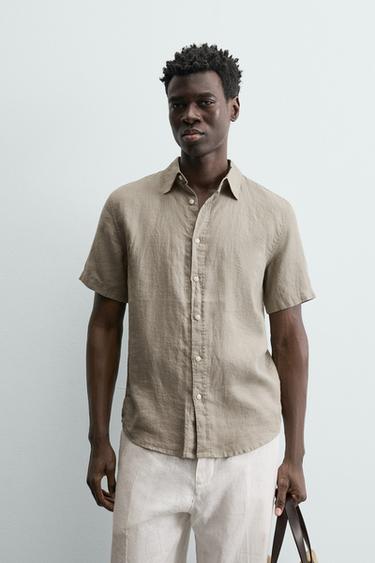 Zara 100% LINEN SHIRT - Mink