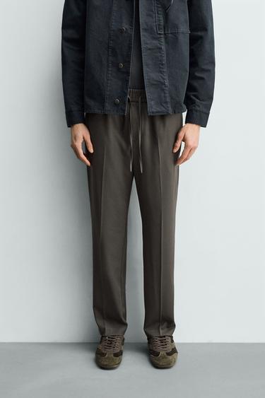 COMFORT FIT JOGGER WAIST TROUSERS - Mid-green by Zara