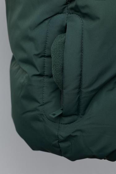 WATER-REPELLENT QUILTED COAT WITH HOODIE - Green by Zara - Image 8