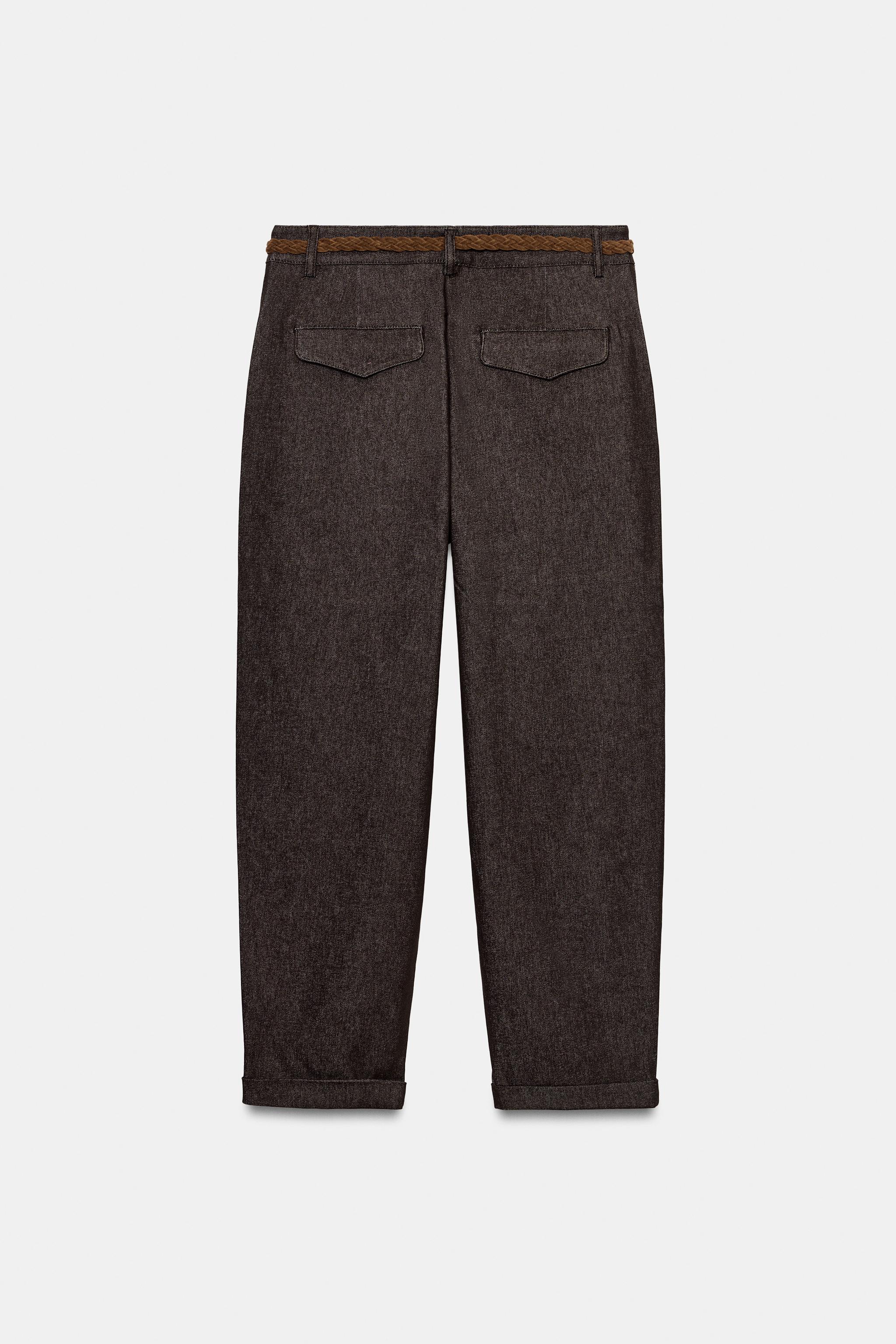 Zara ÖRGÜ KEMERLİ CHINO PANTOLON görsel 8