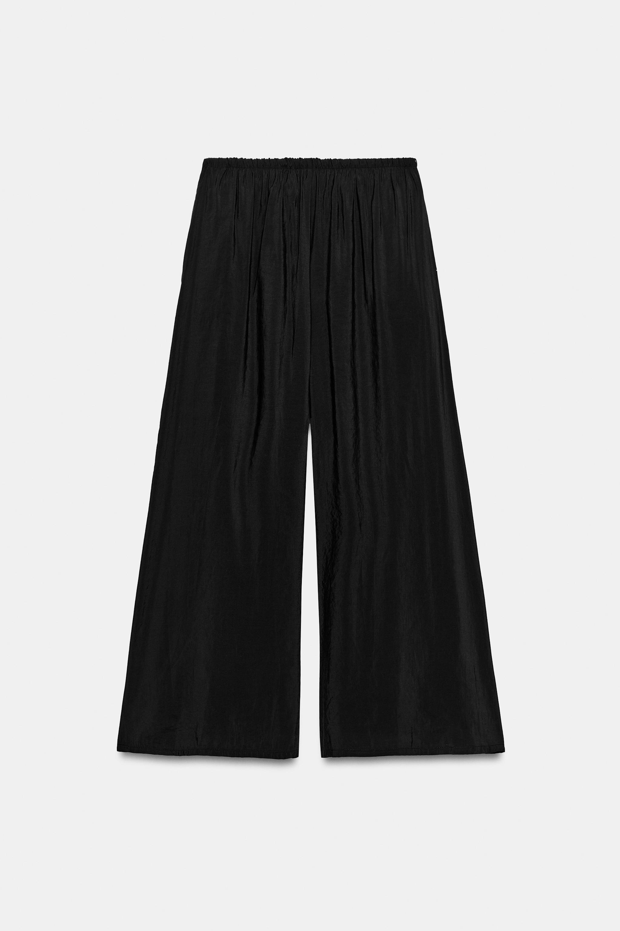 Женские брюки Zara FLOWY DRAWSTRING PALAZZO PANTS — фото 7