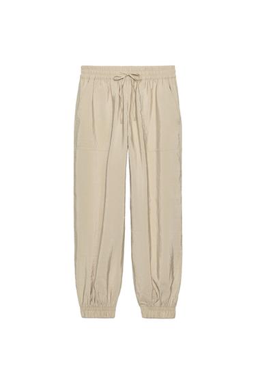 SATIN CUFFED TROUSERS - Beige by Zara