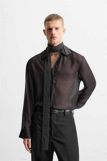 Zara LIMITED EDITION DOT PRINT SHIRT - Black