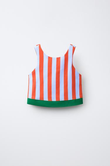 STRIPED BUTTON TOP - Red by Zara - Image 0