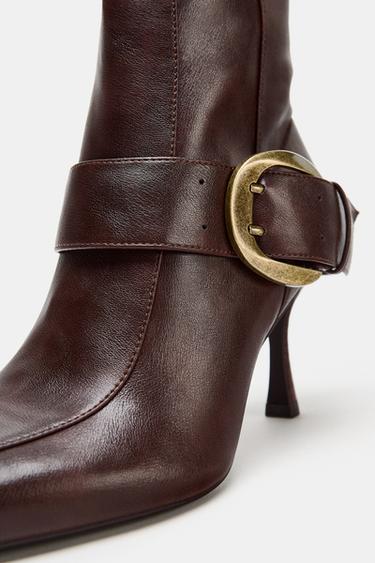 HIGH-HEEL BOOTS WITH METAL BUCKLE - Brown by Zara - Image 5
