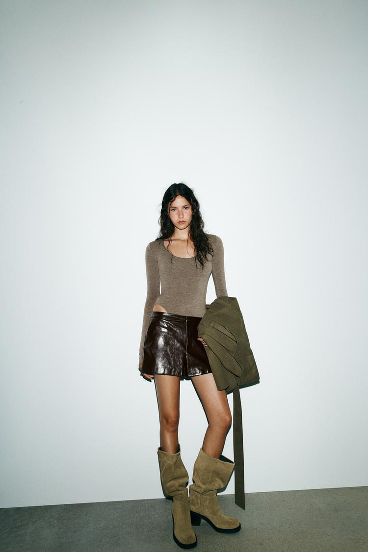 Calzado Botas Verde Zara Falda Corta Conjunto Botas Altas BOTA