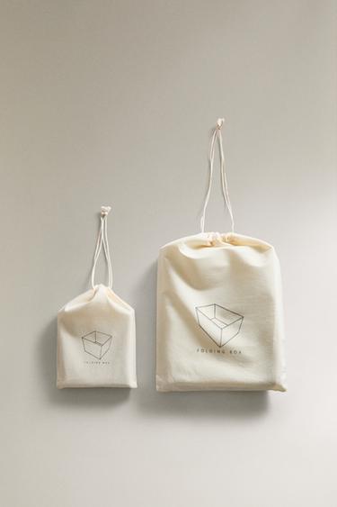 FOLDABLE COTTON STORAGE BOX - Light beige by Zara - Image 3