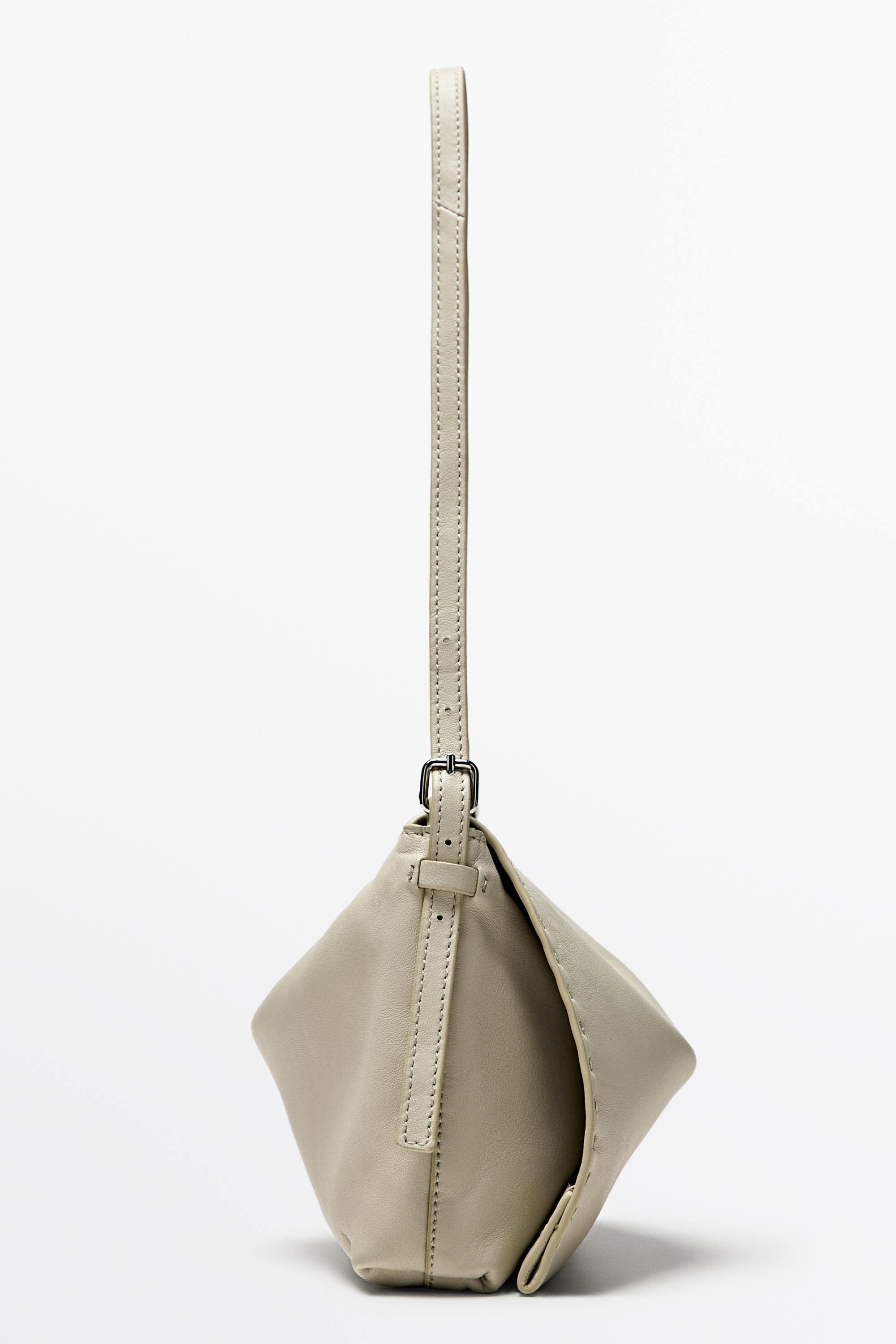 Nappa leather crossbody bag with topstitching — 
