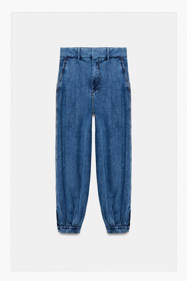 Zara ZW COLLECTION BLOOMERS JEANS - Light blue