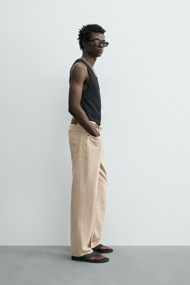 COTTON-HEMP LIGHTWEIGHT JEANS - Beige marl by Zara - Image 3