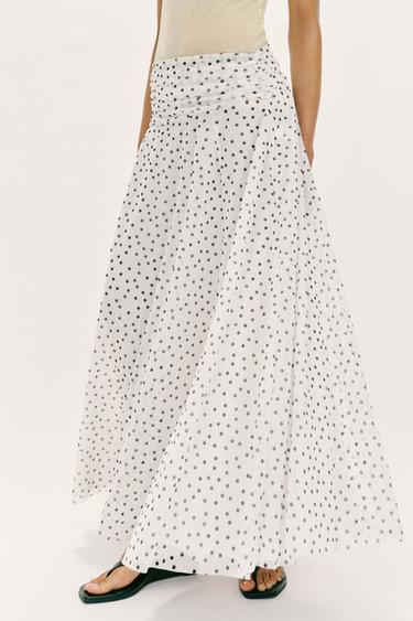 LONG DOTS SKIRT - Black / White by Zara - Image 4