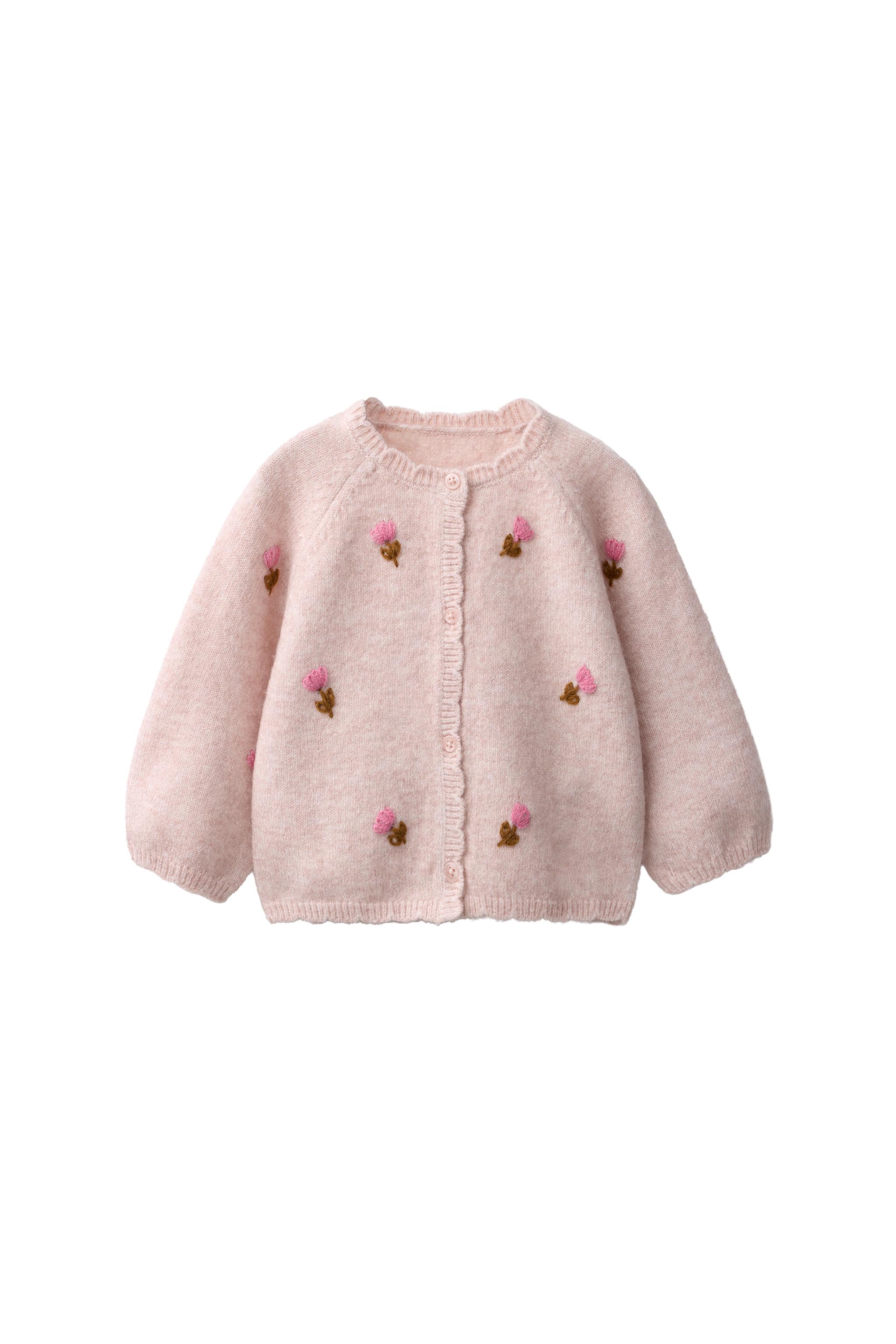 SARA*専用 CARDINGAN WITH EMBROIDERED FLOWERS - Pale pink | ZARA India