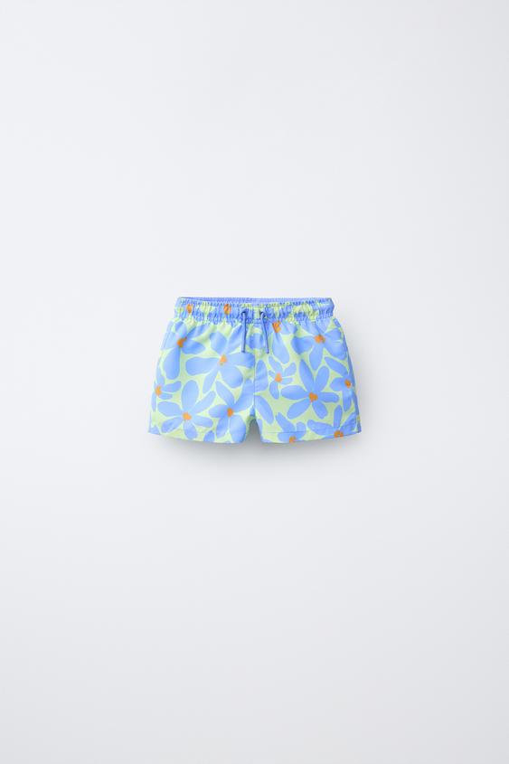 2-6 AÑOS/ BERMUDA BAÑO ESTAMPADO FLORES - Azul de Zara - Imagen 0