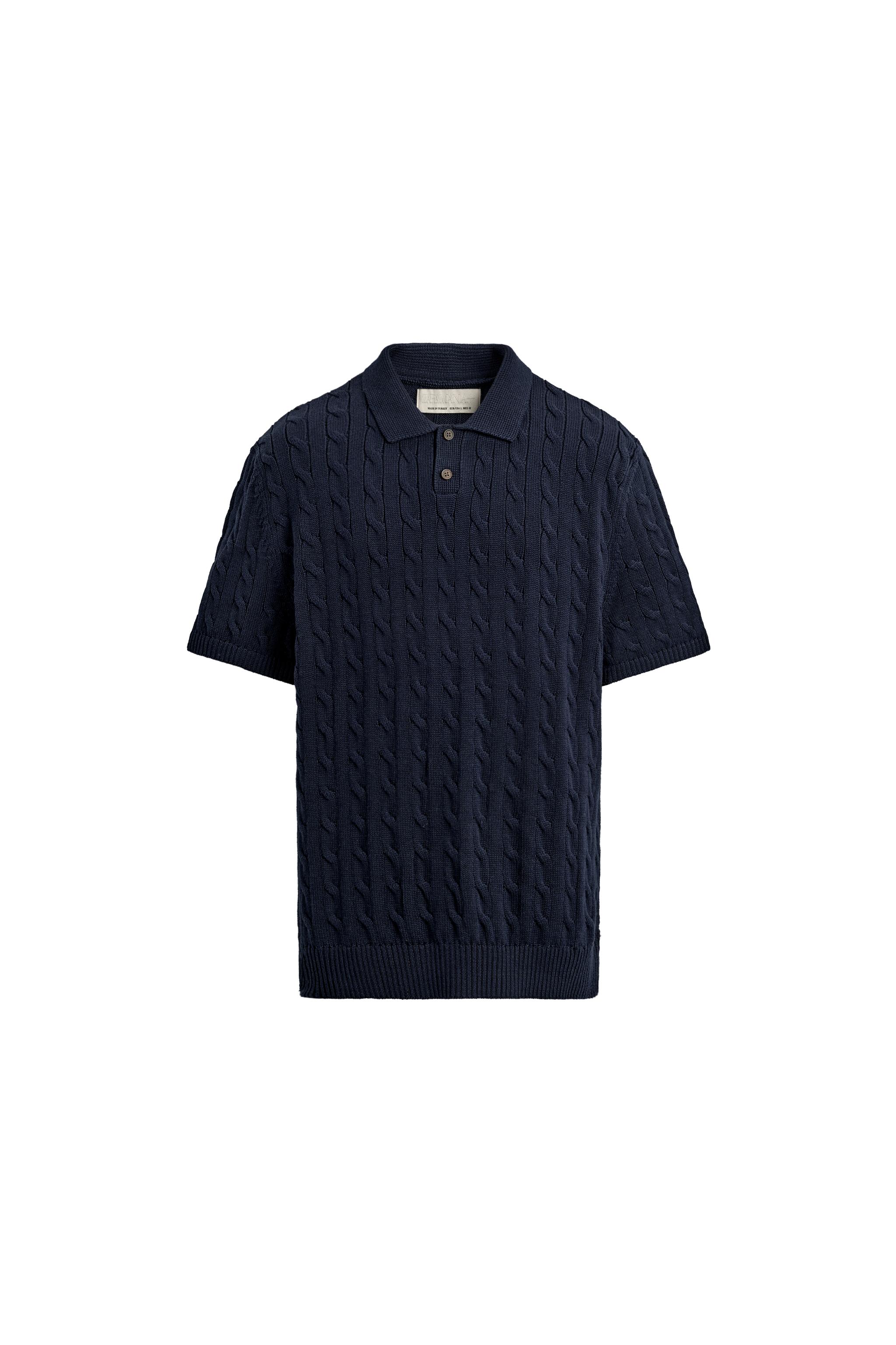 BRAIDED TEXTURED KNIT POLO - Navy blue | ZARA Canada