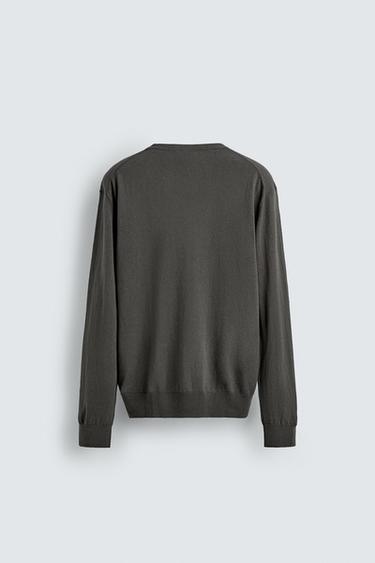 REGULAR FIT COTTON-LINEN JUMPER - Grey by Zara - Image 6