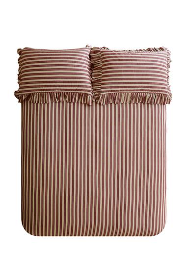 STRIPED DUVET COVER WITH RUFFLE TRIM | KATHARINE POLE - Mid-red by Zara
