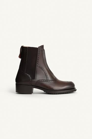 BOTTINES CHELSEA EN CUIR ÉDITION LIMITÉE - Marron de Zara - Image 1