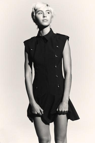 SHORT DRESS WITH SHOULDER PADS AND RUFFLES - Dark green by Zara - Image 4