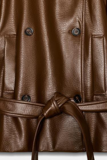 TRENCH COURT EFFET MATIÈRE SYNTHÉTIQUE - Cuir de Zara - Image 5