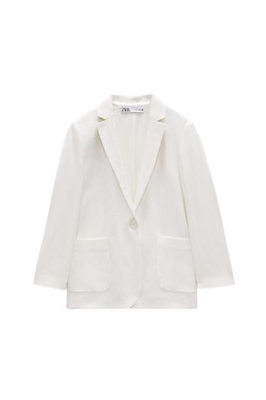 LINEN-BLEND BLAZER WITH POCKETS