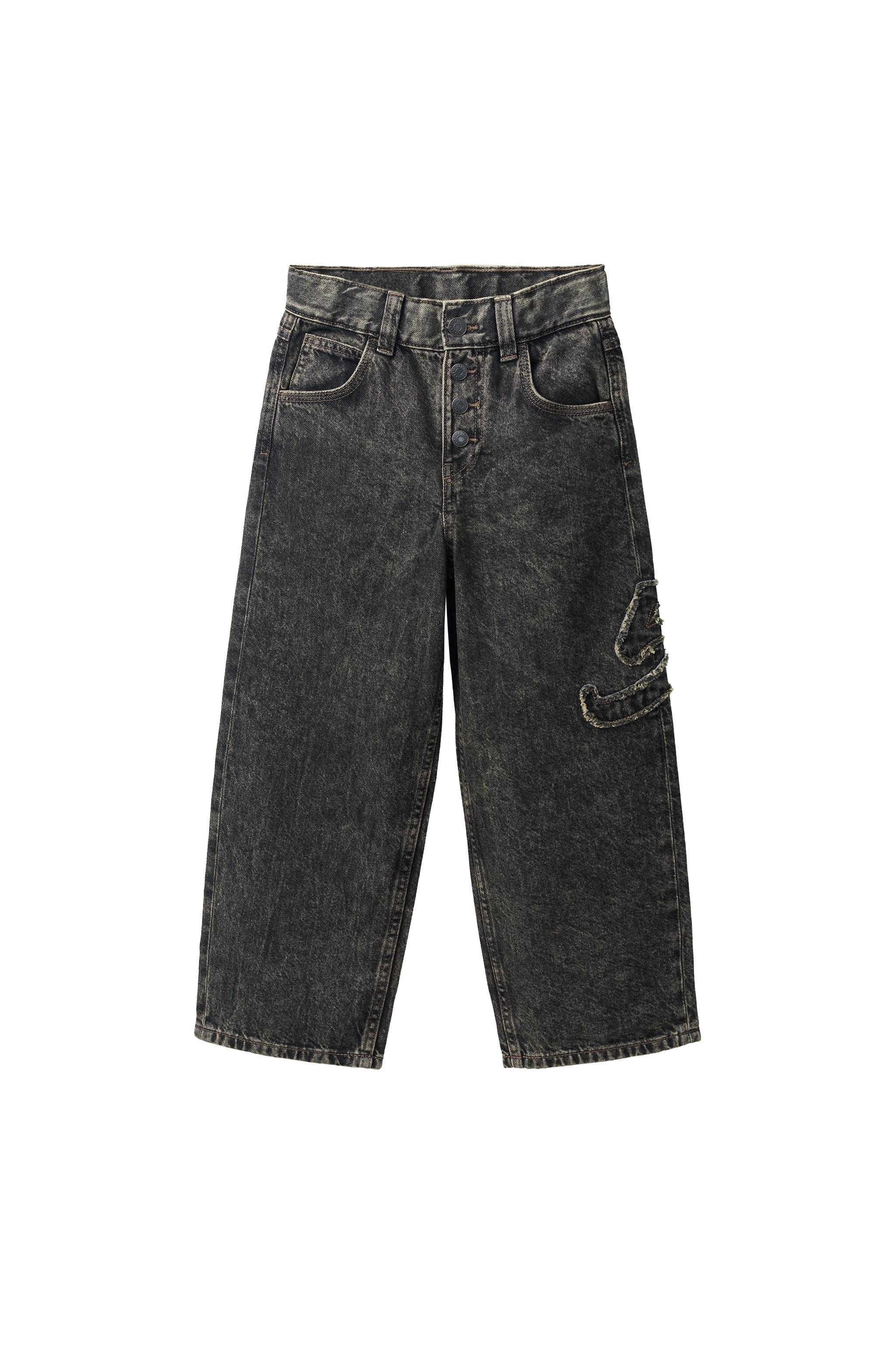 WIDE-LEG BUTTON JEANS - Black / Brown | ZARA United States