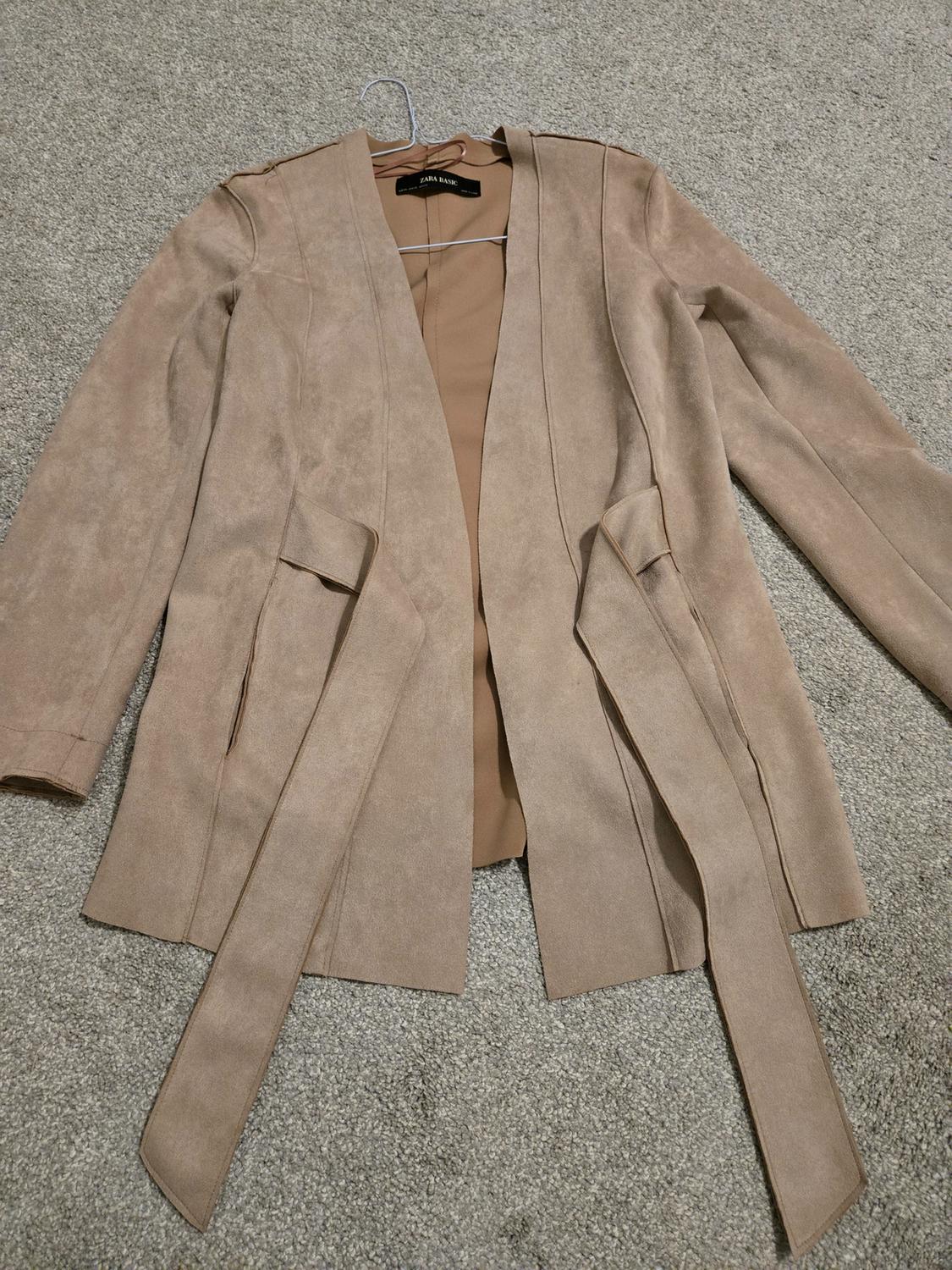 FAUX SUEDE JACKET WITH BELT - Image 4